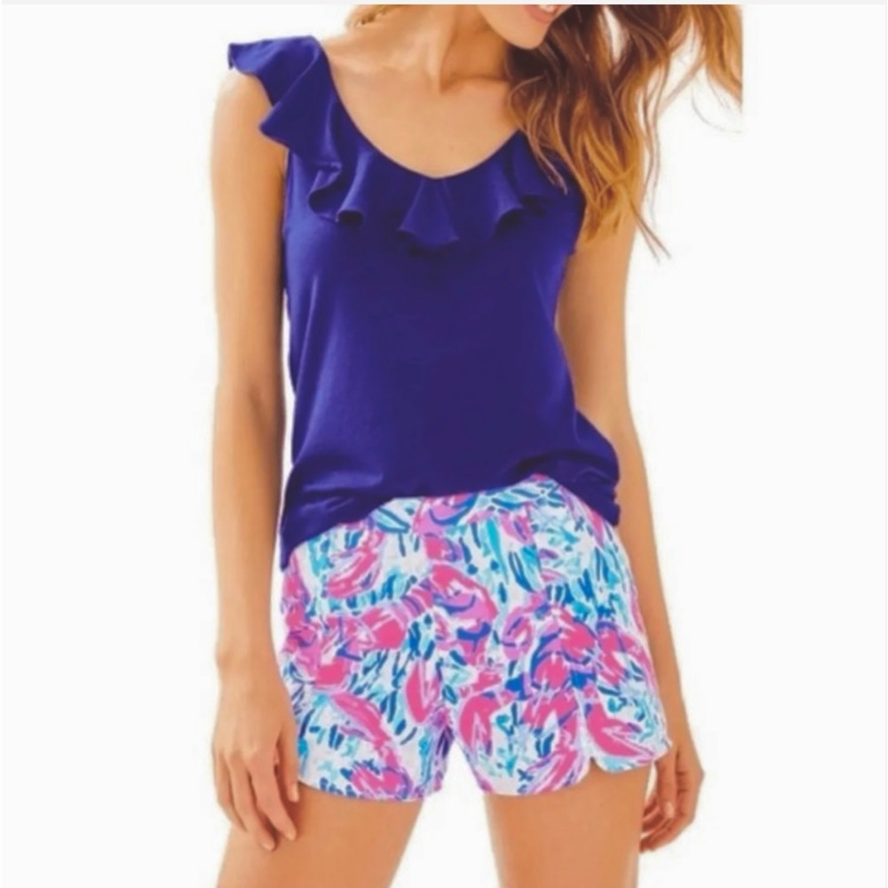 🦞 Hazelle Stretch Zippered Shorts in Cosmic Coral Get Crackin-size 10 🦞